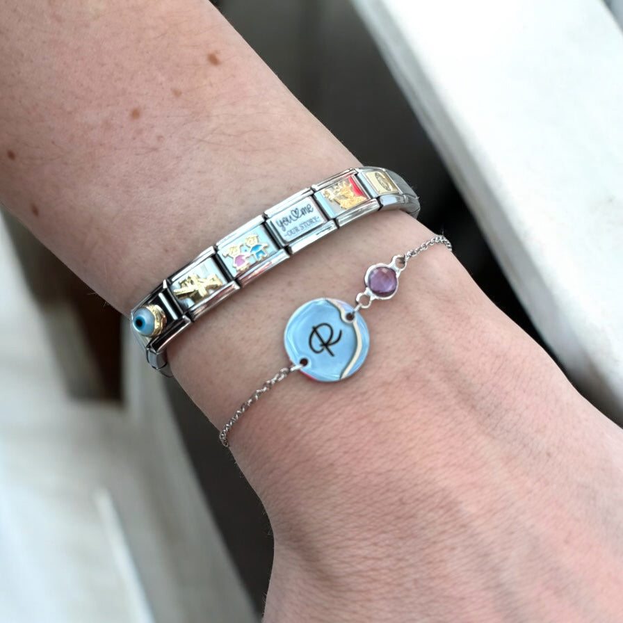 Personalised initial birthstone bracelet