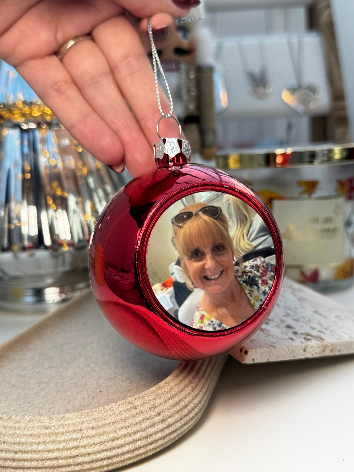 Red photo personalised bauble