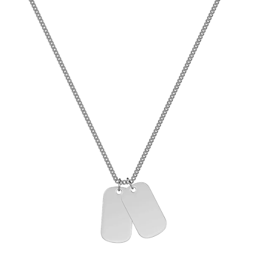 Silver mini dog id tag pendant necklace