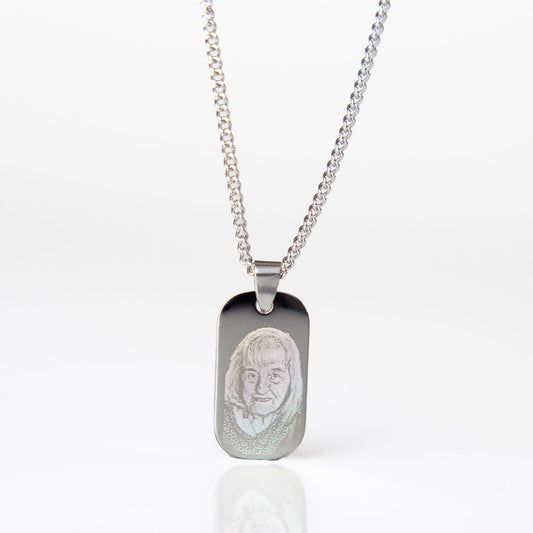 Silver mini dog id tag pendant necklace