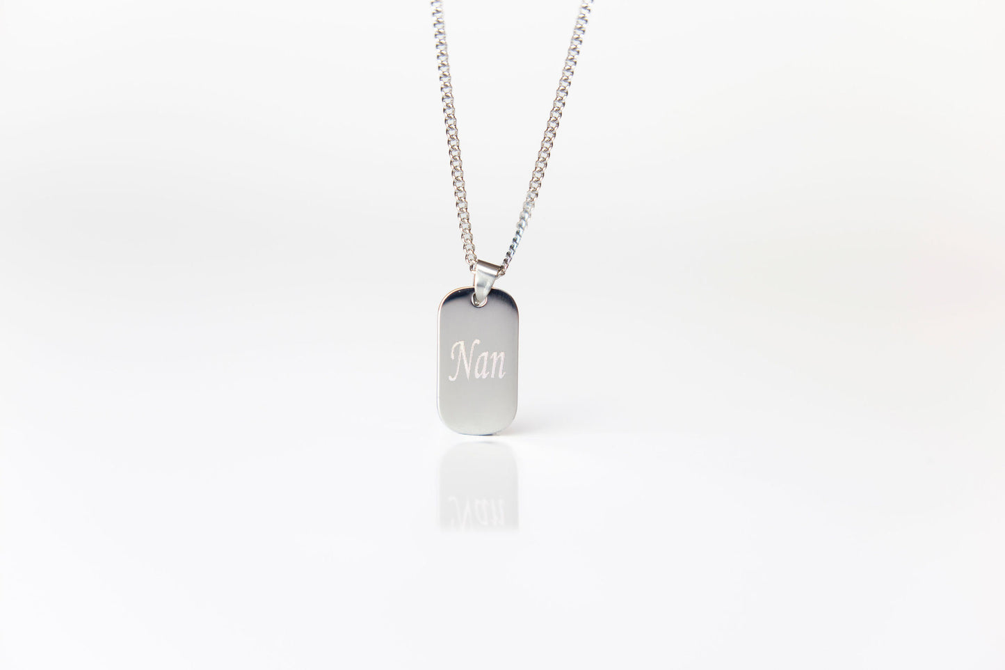 Silver mini dog id tag pendant necklace
