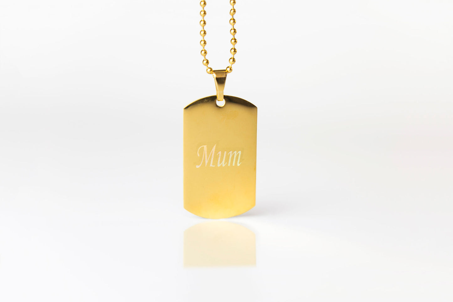 Medium gold dog tag photo engraved pendant necklace