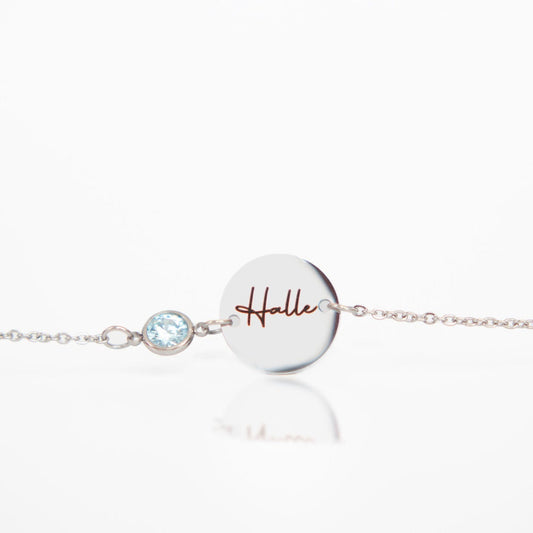 Silver initial birthstone bracelet