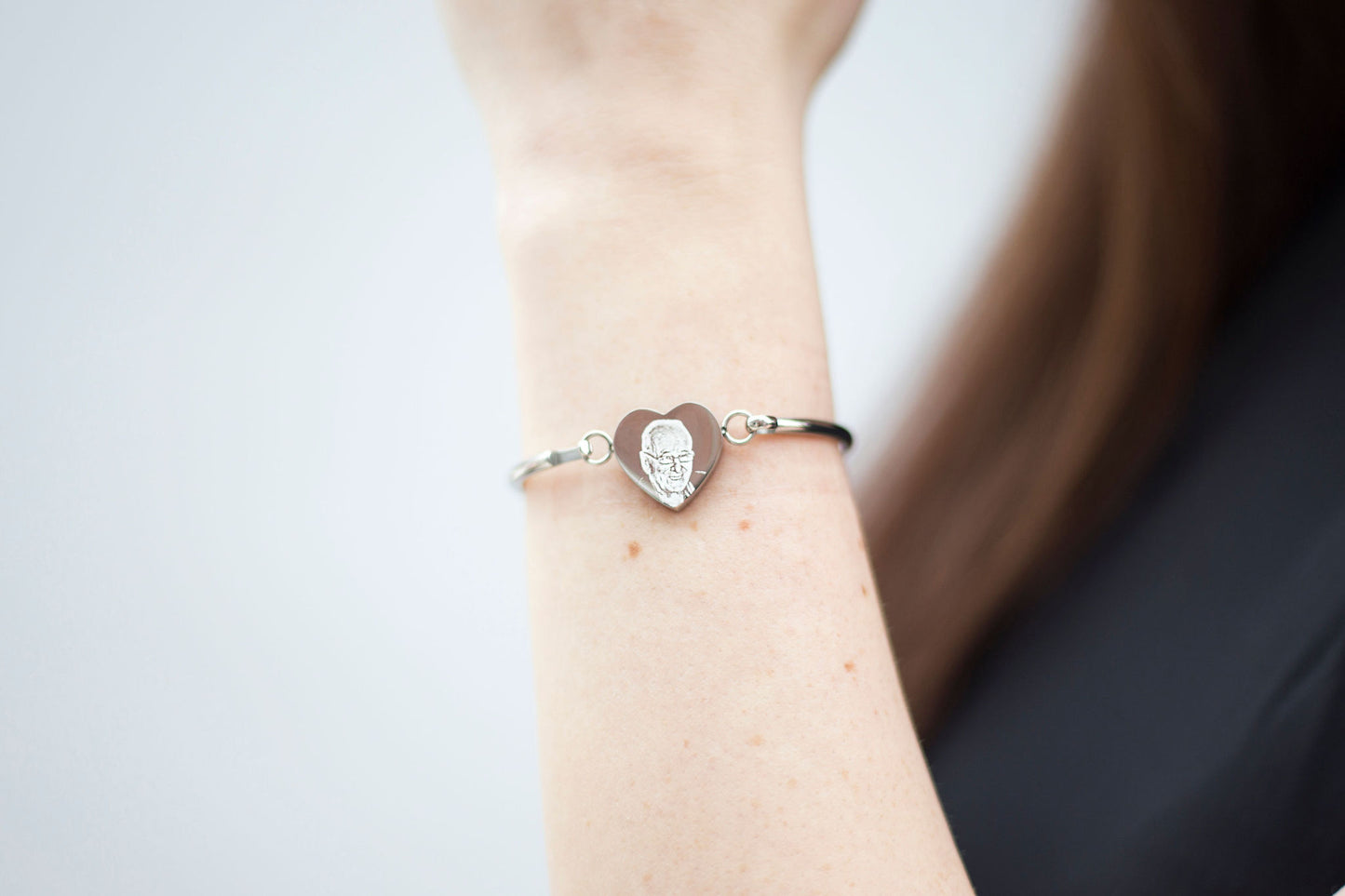 Photo engraved bangle bracelet