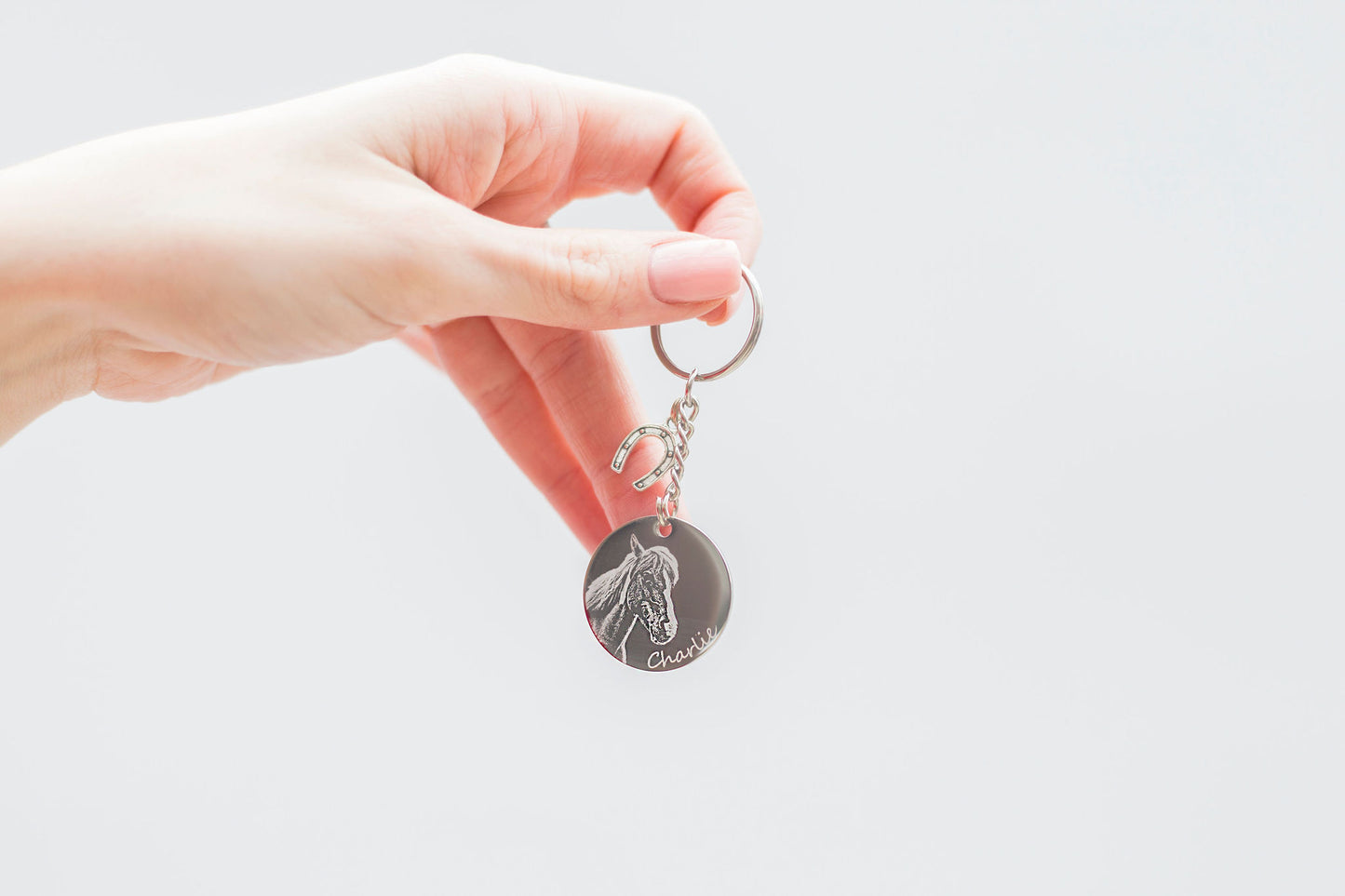 Horse photo engraved keyring