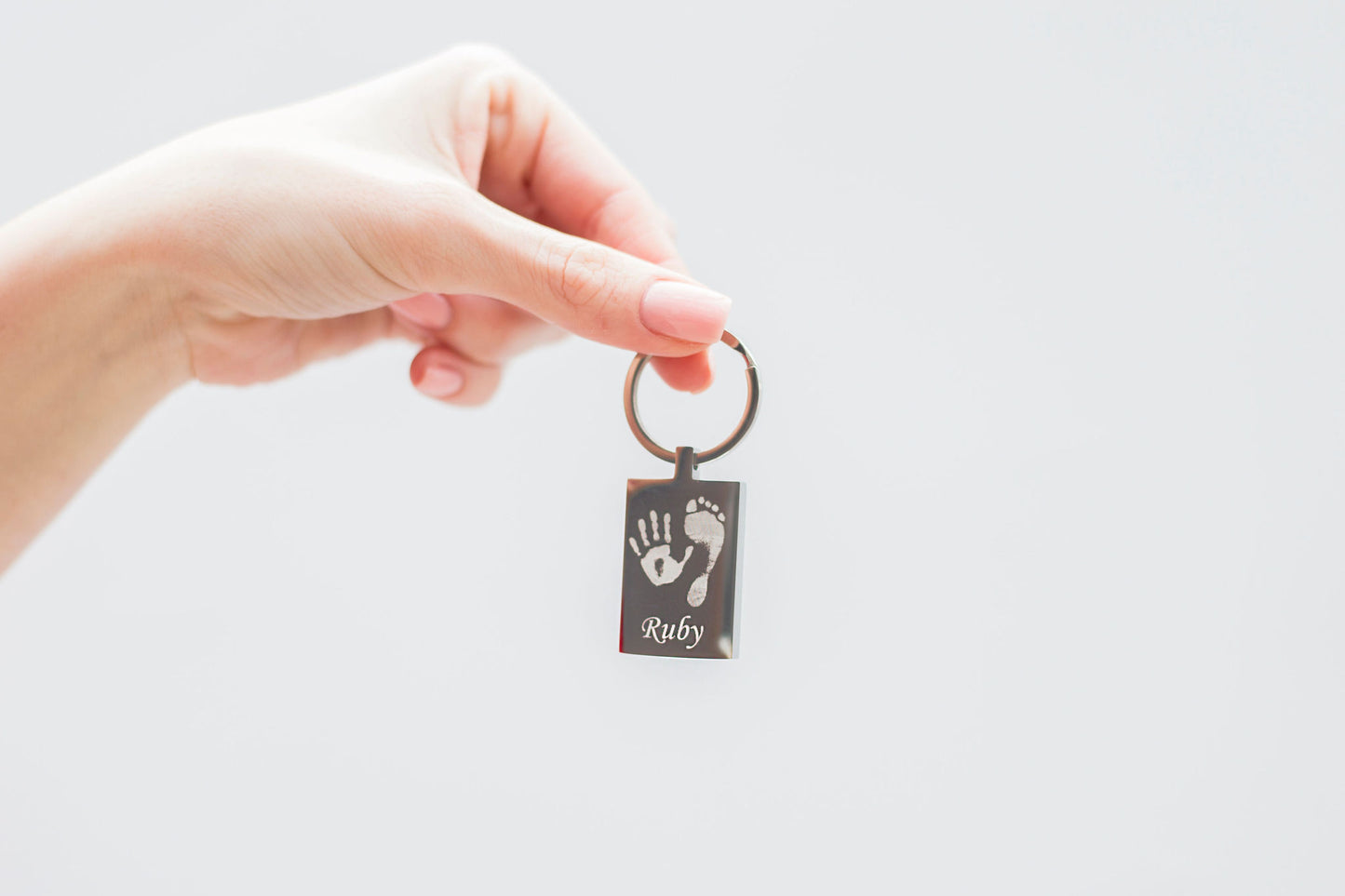 Rectangle hand & foot print keyring