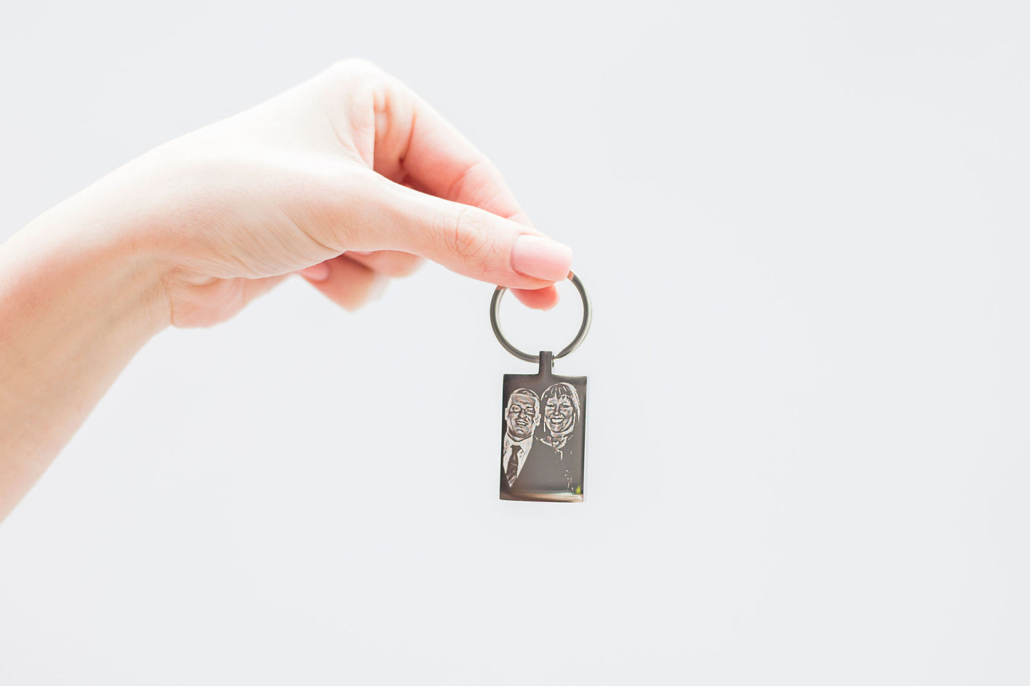 Premium rectangle photo engraved keyring