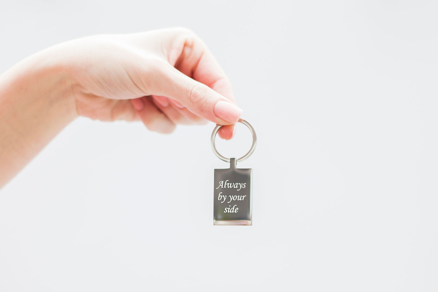 Premium rectangle photo engraved keyring