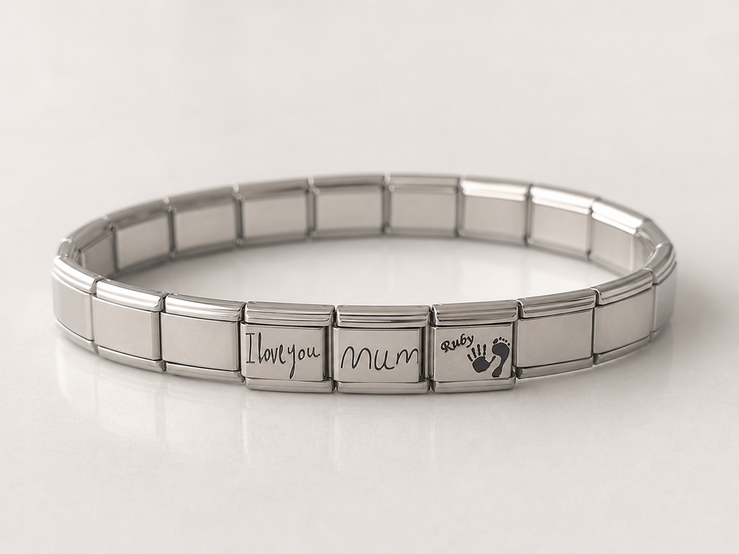 Custom engraved italian charm - actual handprints