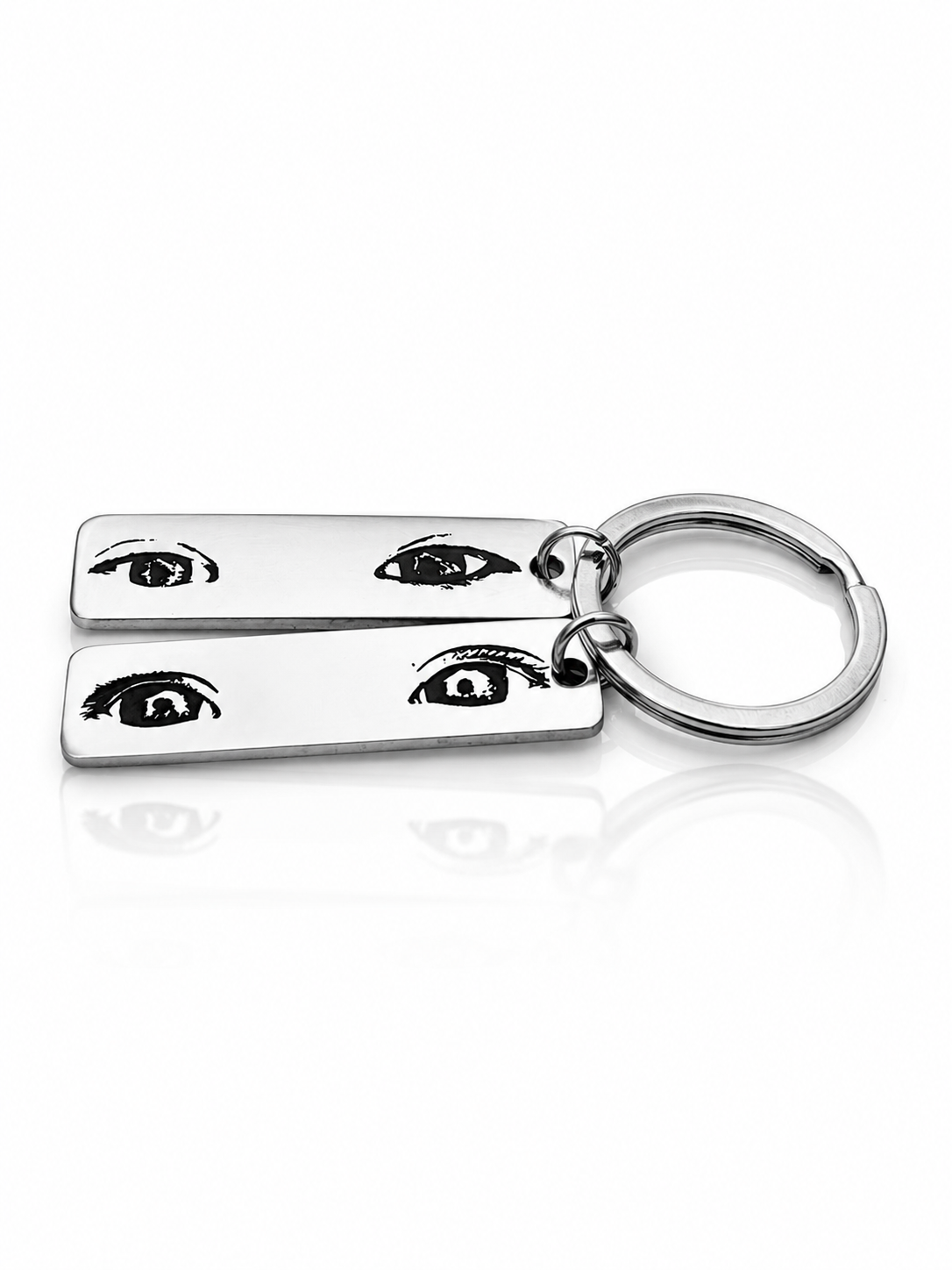 Custom Eyes Keepsake Keyring – Stainless Steel Engraved Gift - Up to 4 Eyes
