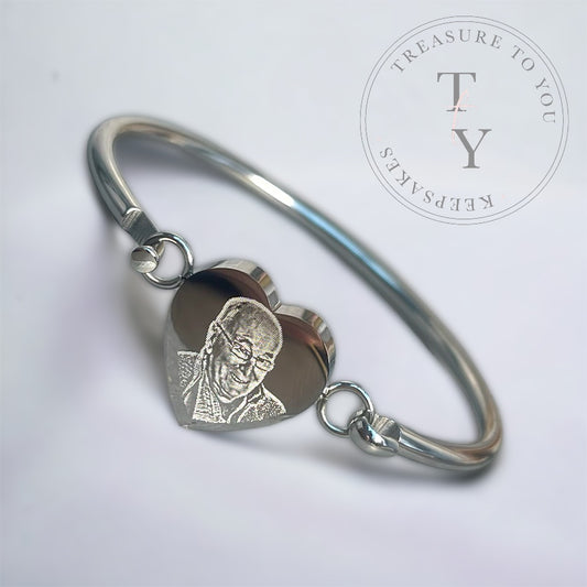 Photo engraved bangle bracelet