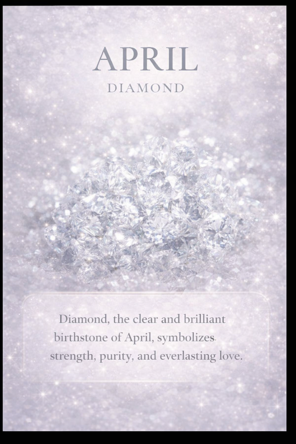 Diamond illustration with text about April's birthstone on a light gray background