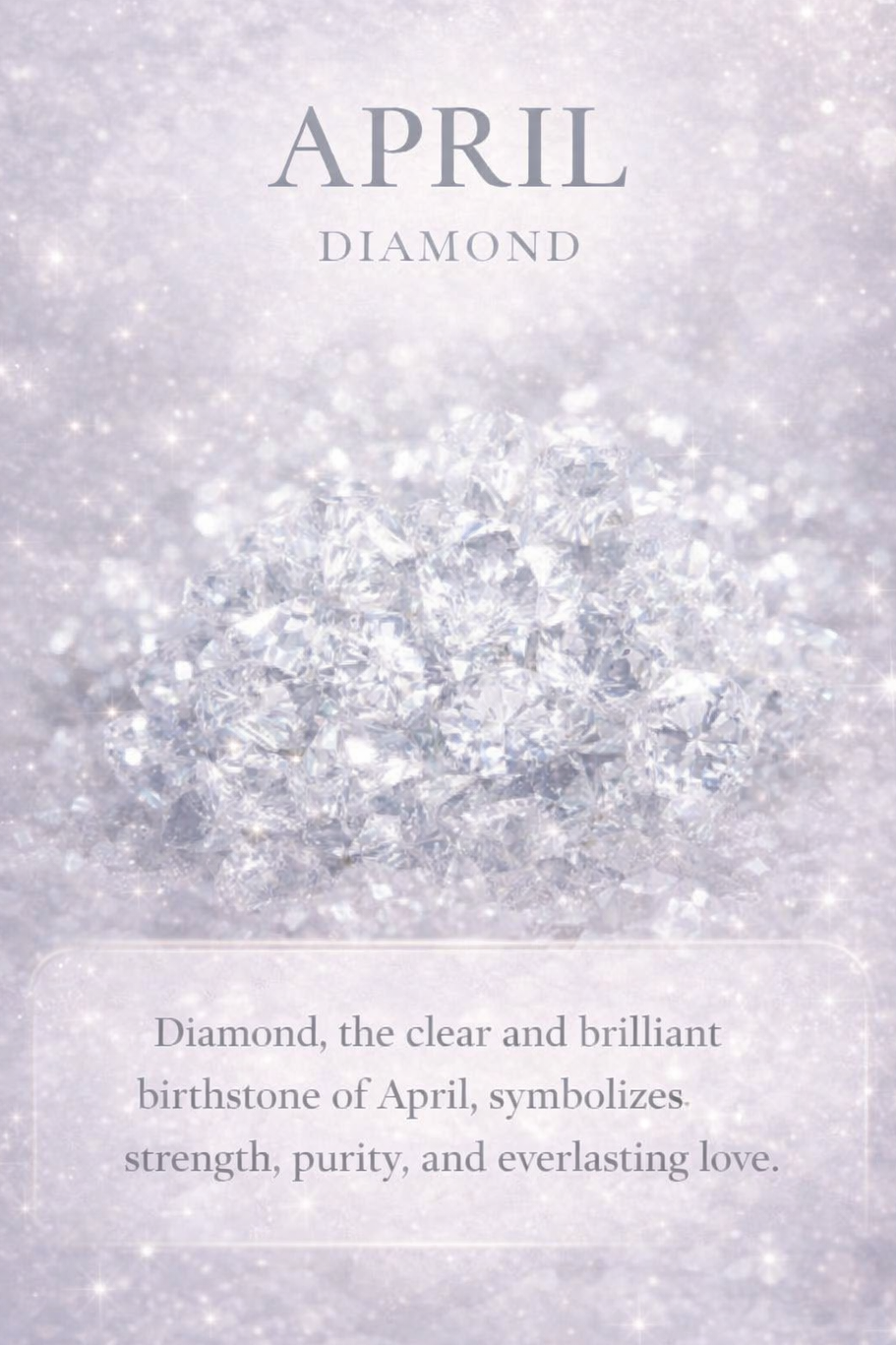 Diamond illustration with text about April's birthstone on a light gray background