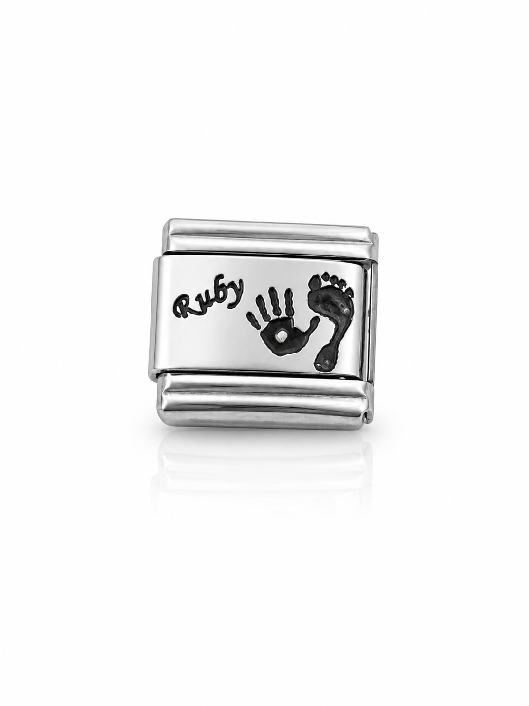 Custom engraved italian charm - actual handprints