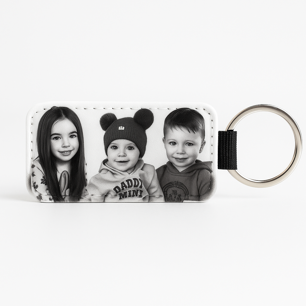 Photo keyring pu leather rectangle