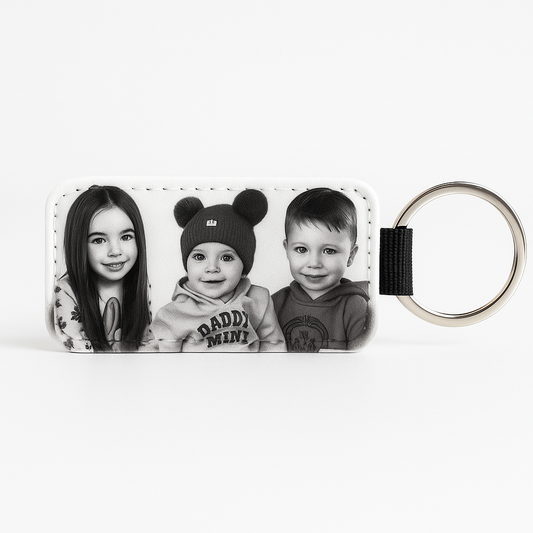 Photo keyring pu leather rectangle