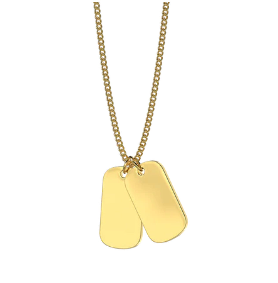 Gold mini dog id tag pendant necklace