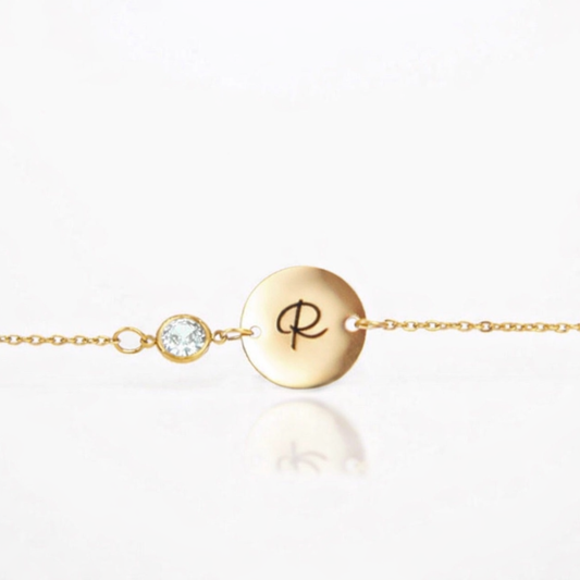 Gold April birthstone bracelet personalised 