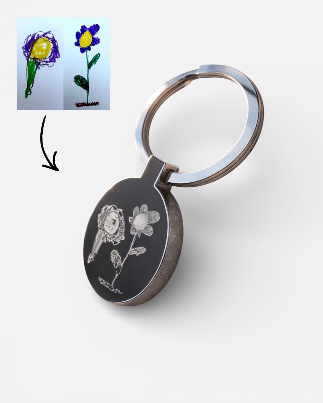 Premium oval photo engraved keyring