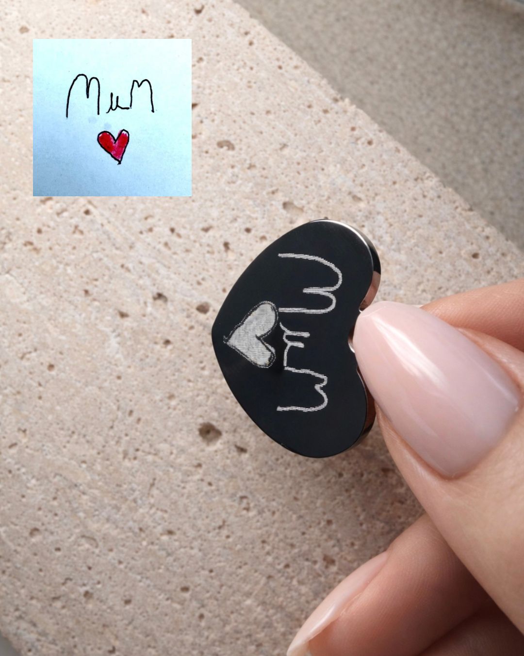 Photo engraved classic heart pendant necklace