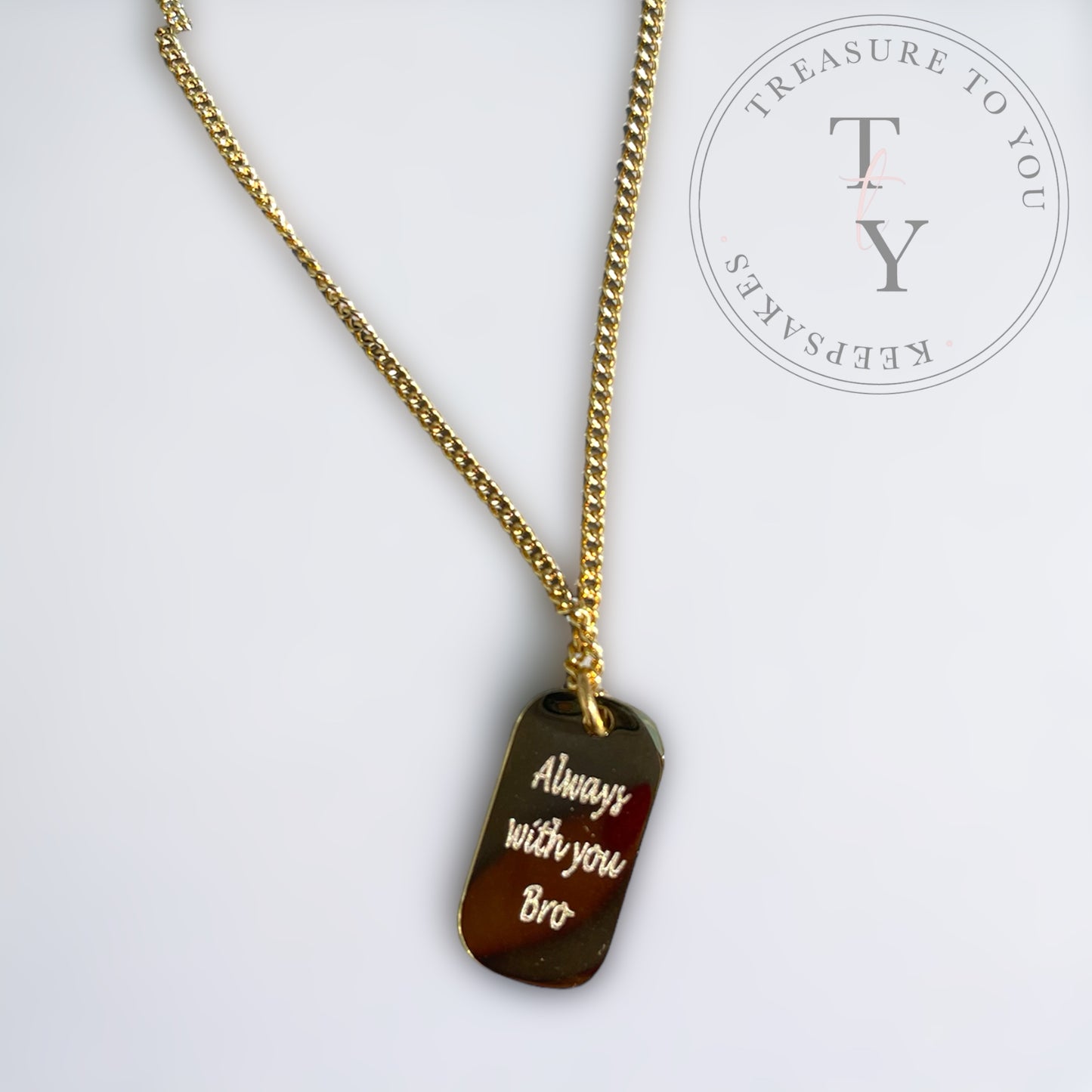 Gold mini dog id tag pendant necklace