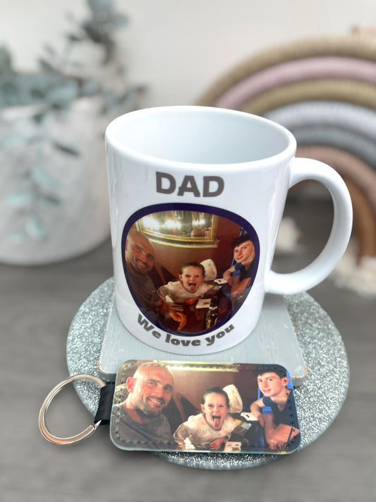 Dad / Grandad / Daddy gift set personalised mug & keyring