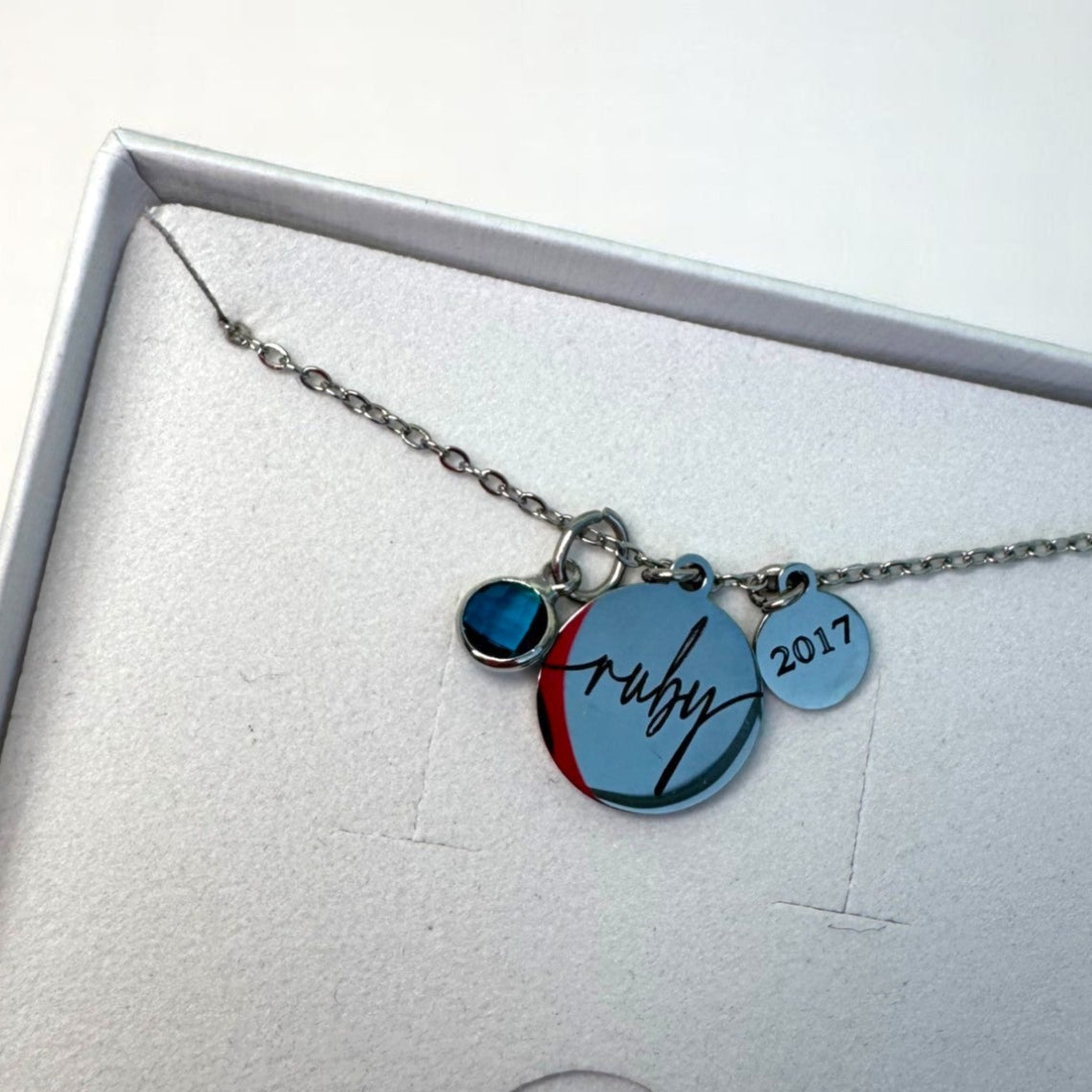 Personalised name birthstone necklace