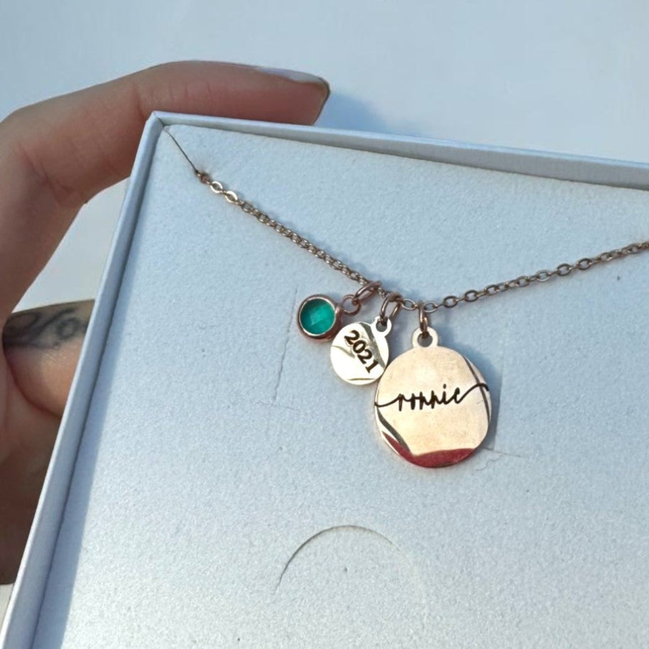 Personalised name birthstone necklace