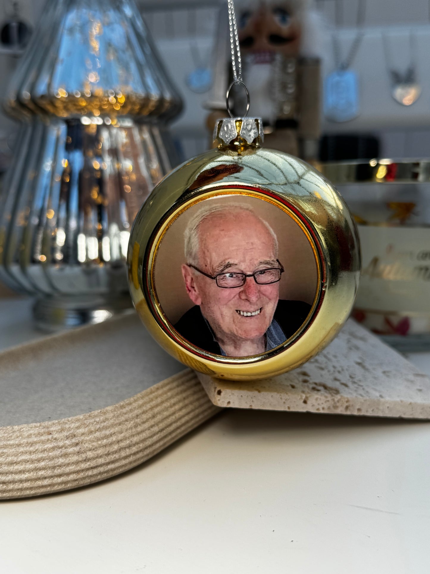 Gold photo personalised bauble
