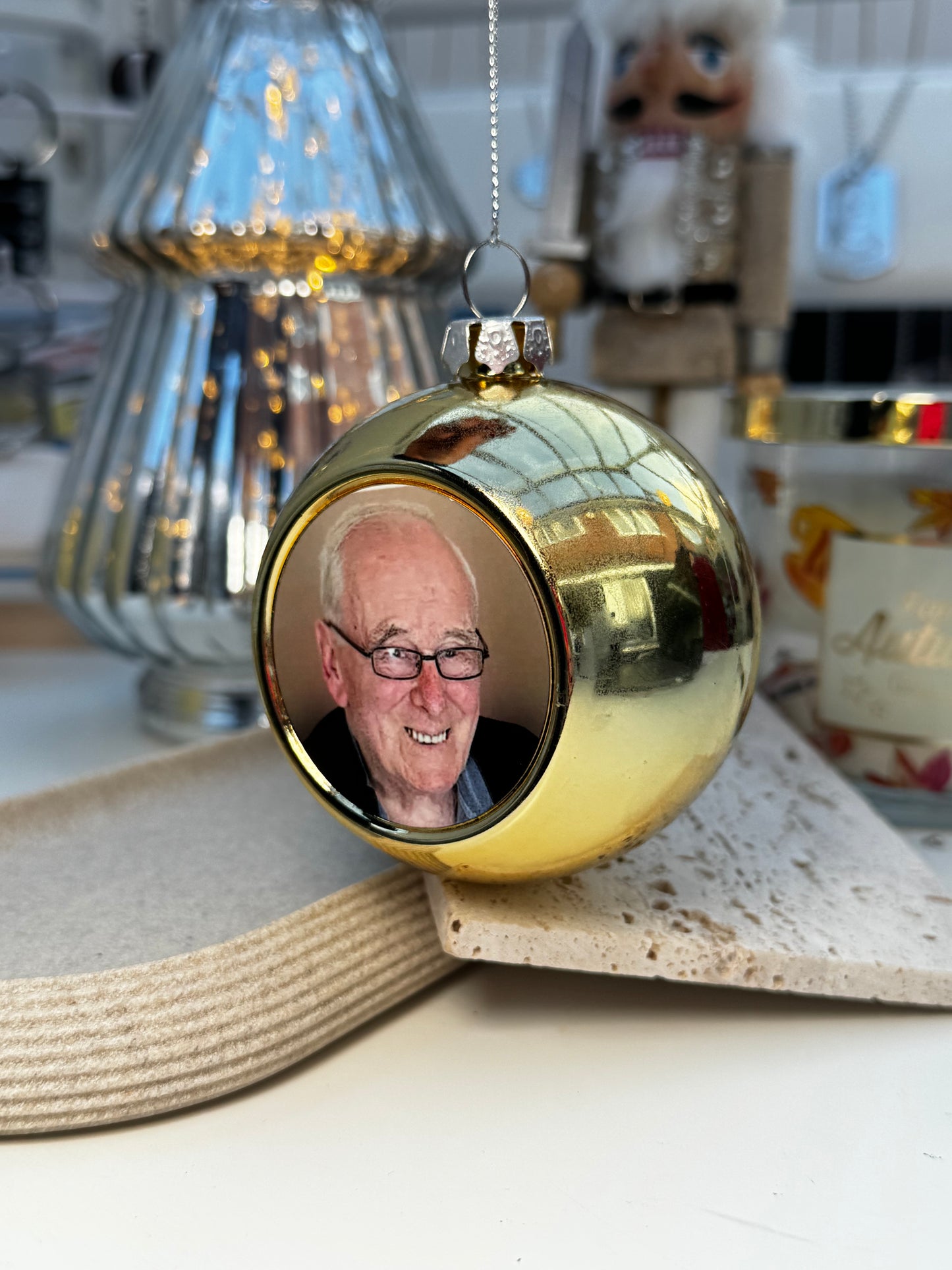 Gold photo personalised bauble