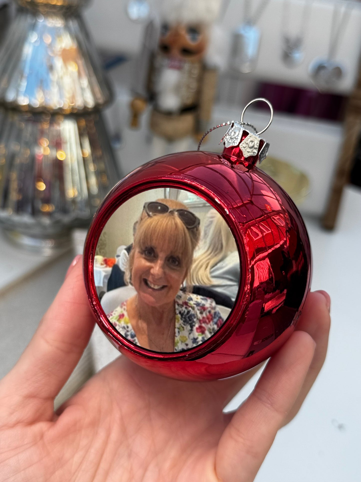 Red photo personalised bauble