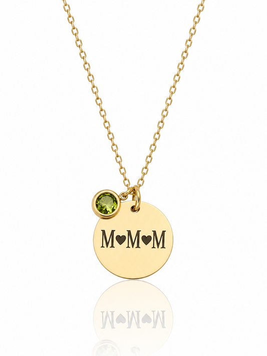 Gold Personalised Initials & Birthstone Necklace, 1-8 Initials