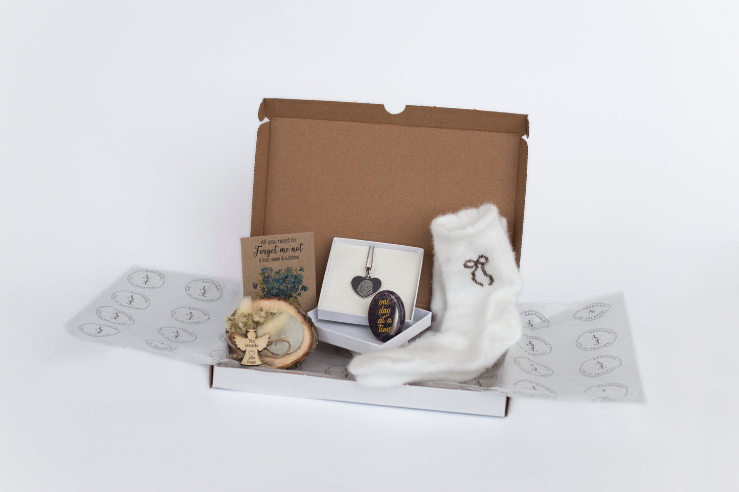 Thinking of you, sympathy gift box - Silver necklace