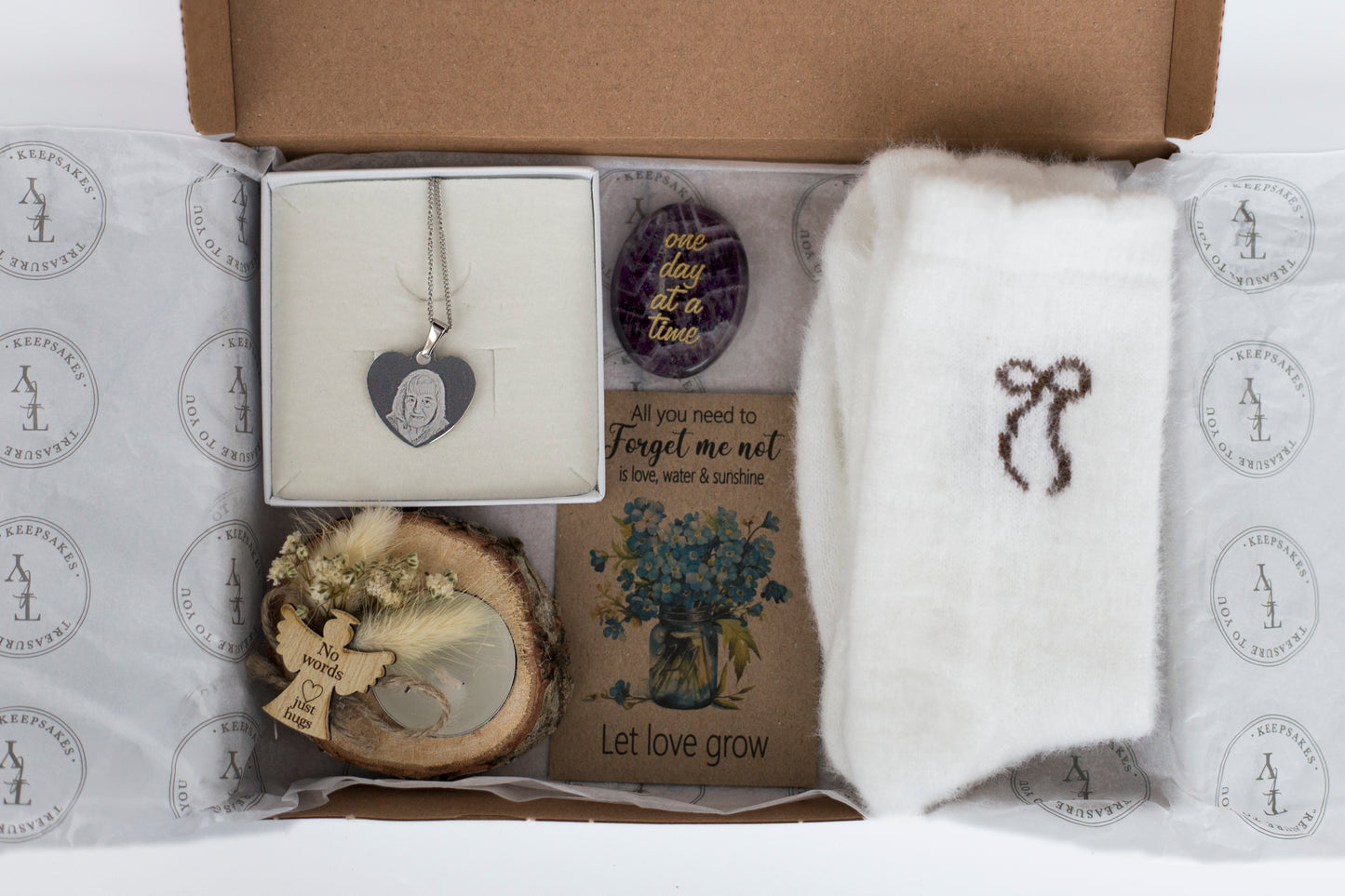Thinking of you, sympathy gift box - Silver necklace