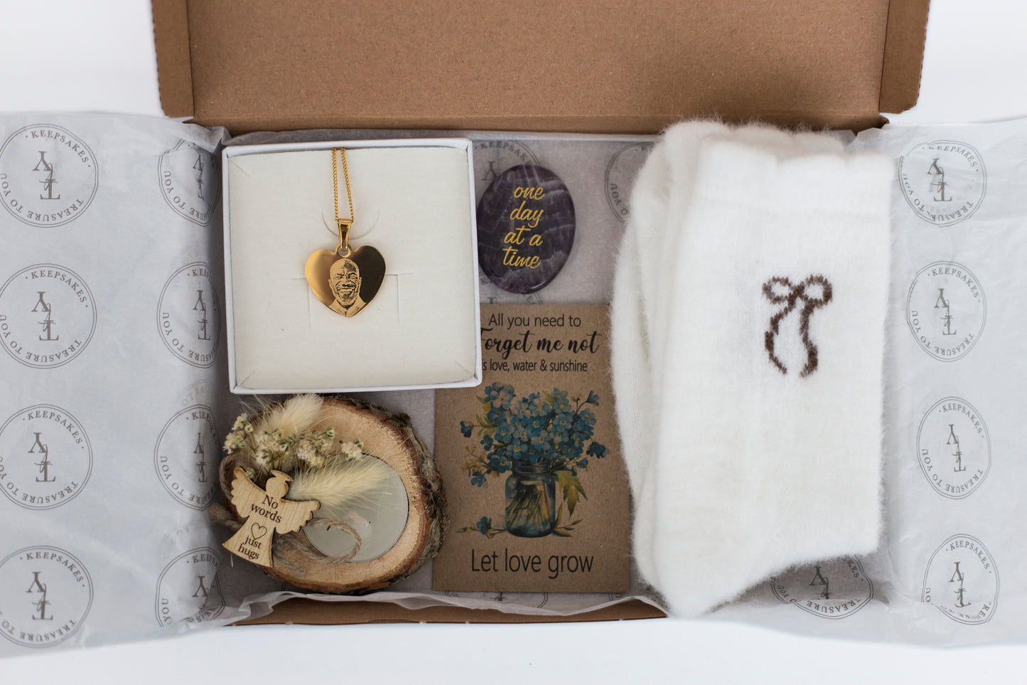 Thinking of you, sympathy gift box - Gold necklace