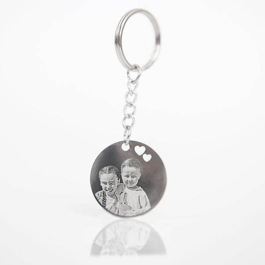 Photo engraved heart cut out keyring