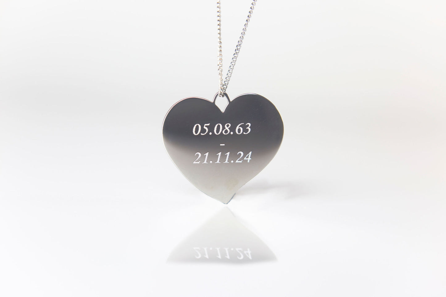 Large flared heart pendant necklace photo engraved