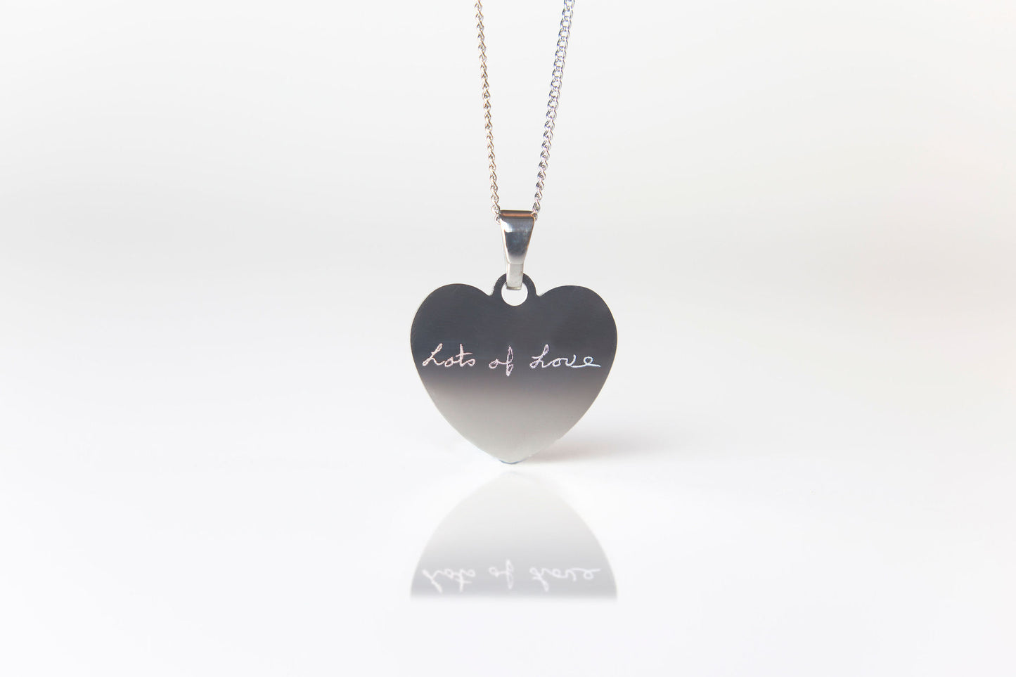 Photo engraved classic heart pendant necklace