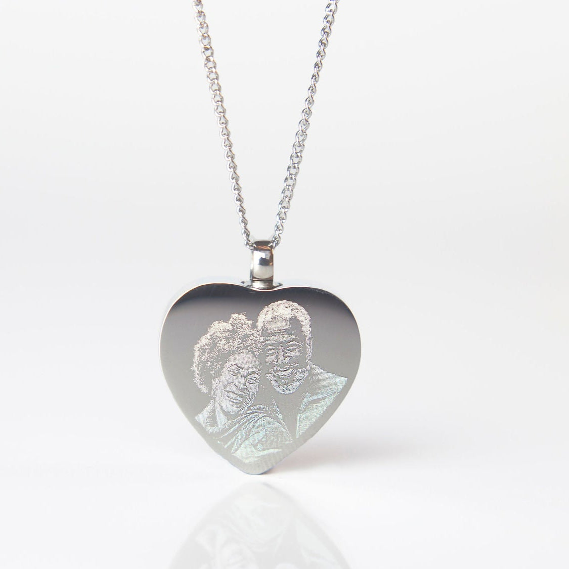 Heart urn pendant photo engraved necklace