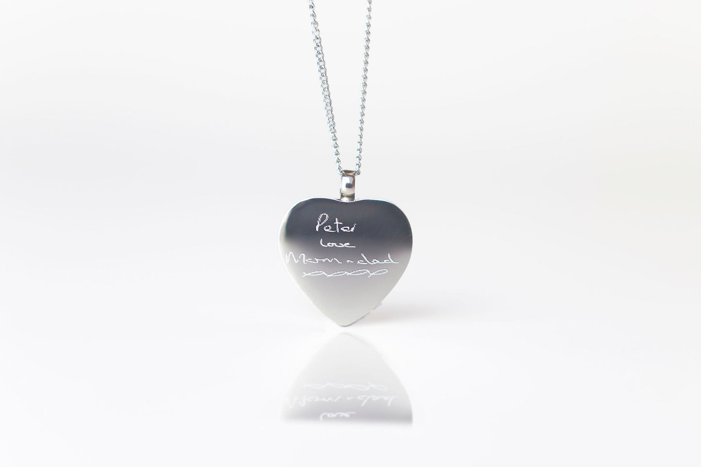 Heart urn pendant photo engraved necklace