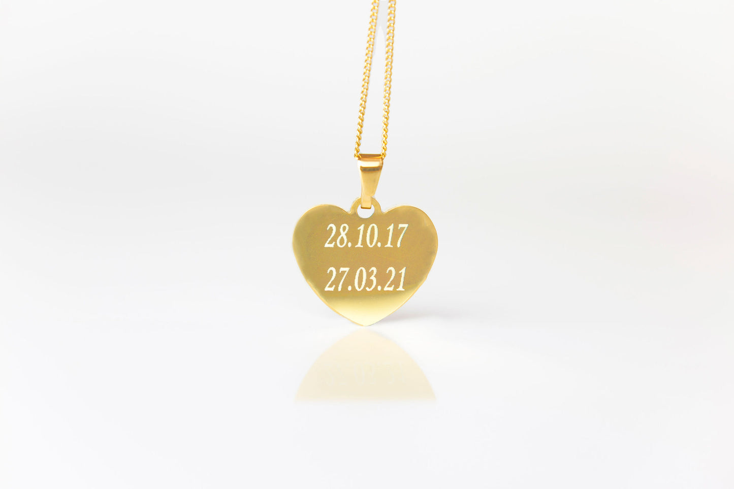 Gold 2 actual handprints engraved necklace - siblings