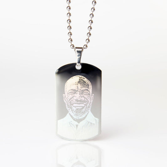 Medium photo engraved dog tag pendant necklace