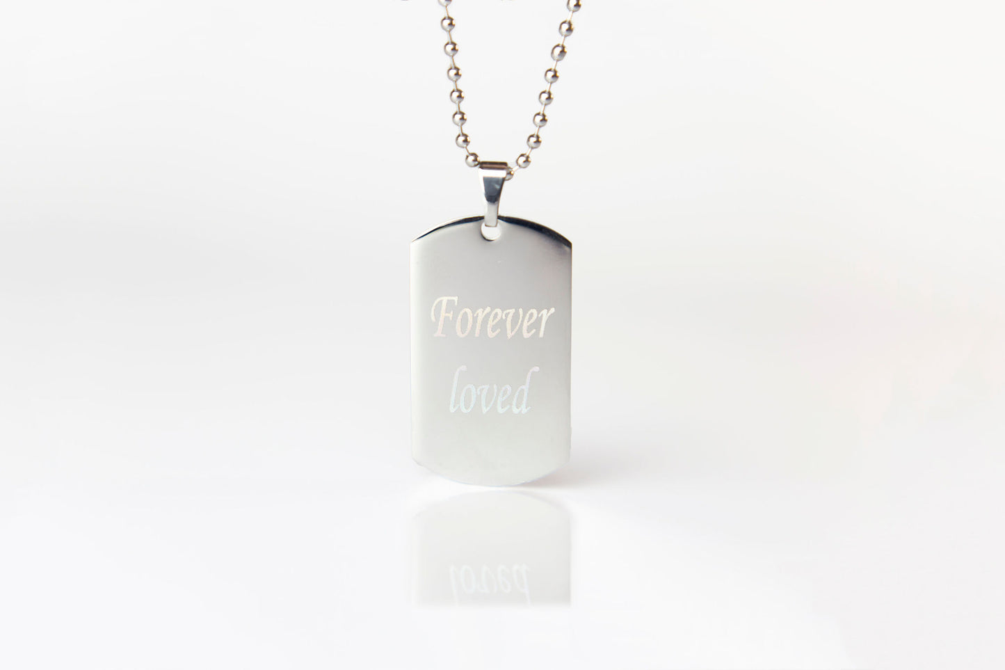 Medium photo engraved dog tag pendant necklace