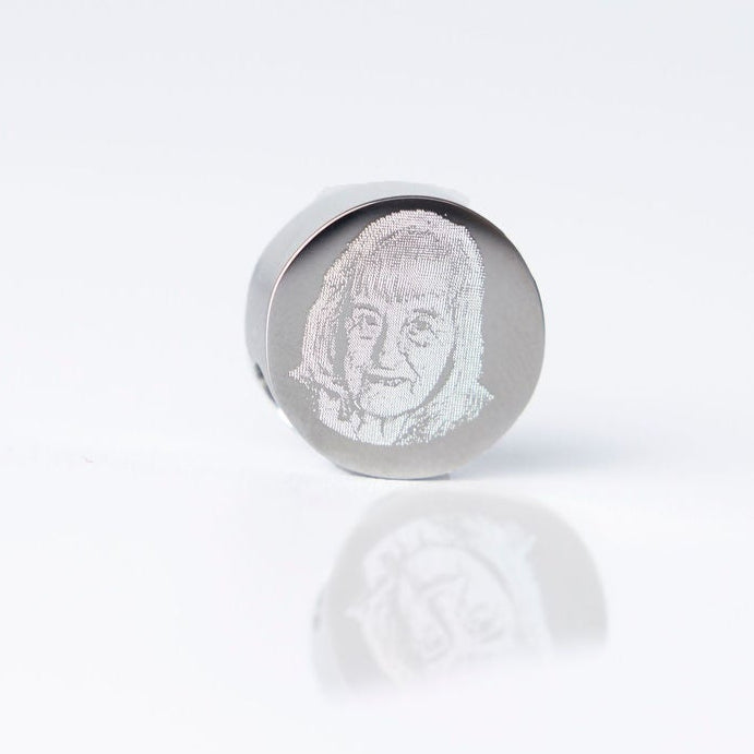 Circle photo engraved charm bead