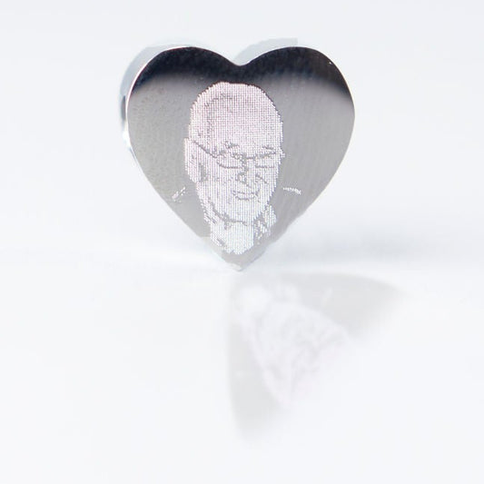 Photo engraved heart charm bead