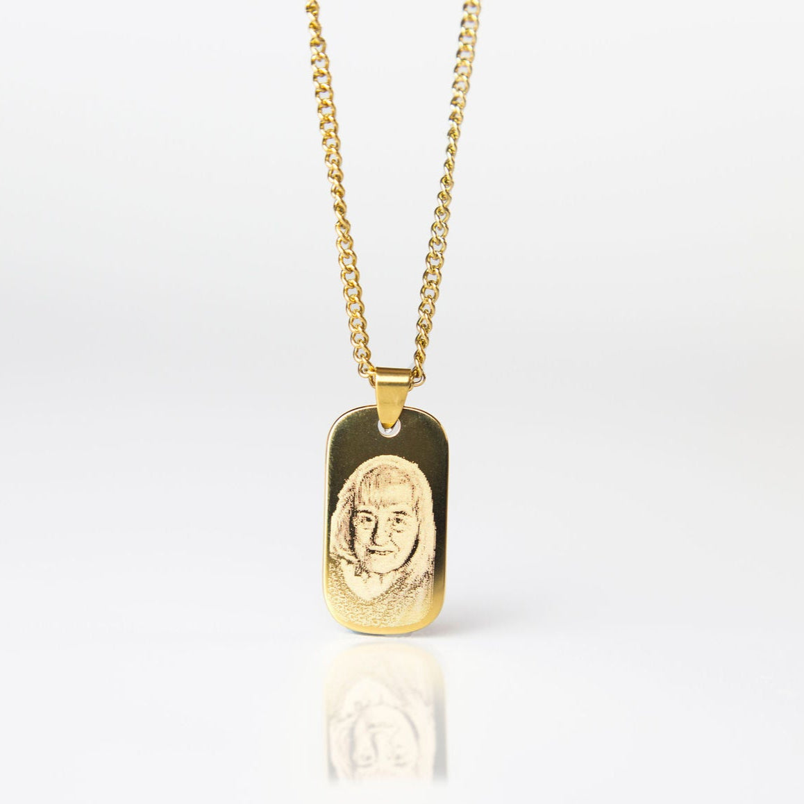 Gold mini dog id tag pendant necklace