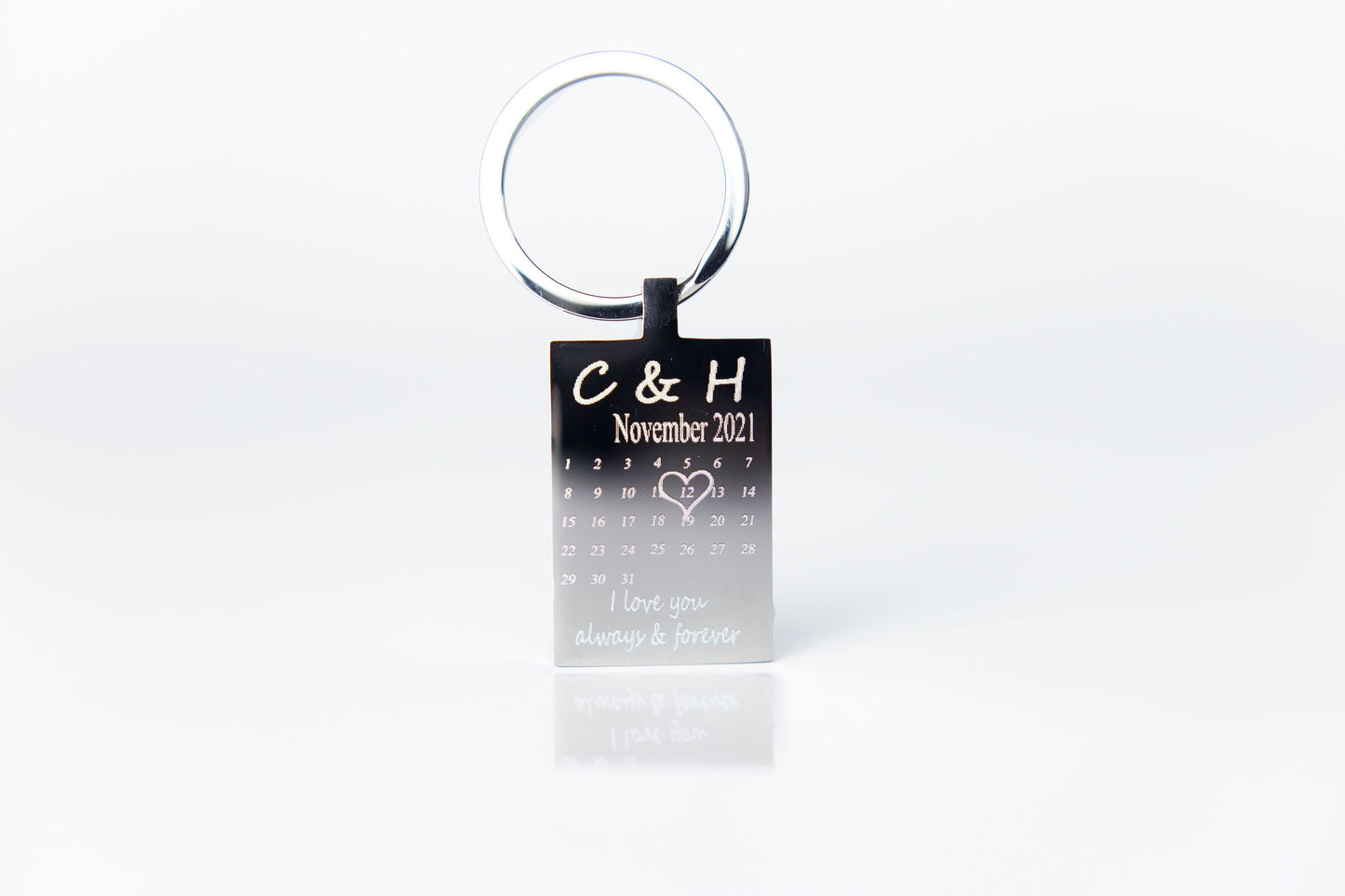 Photo engraved calendar keyring