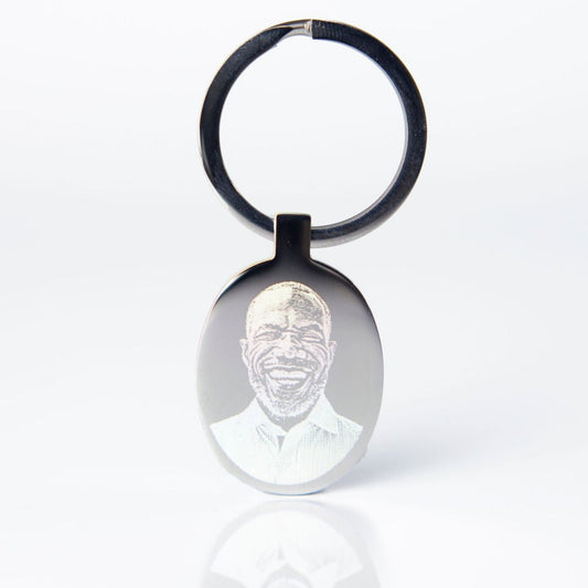 Premium oval photo engraved keyring