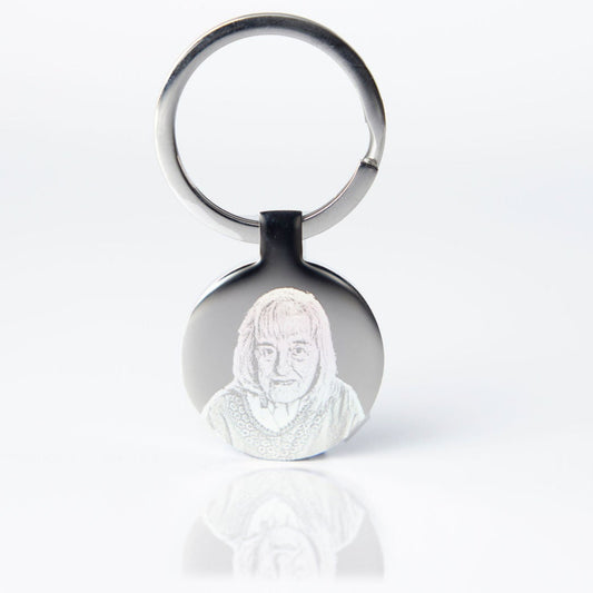 Premium circle photo engraved keyring