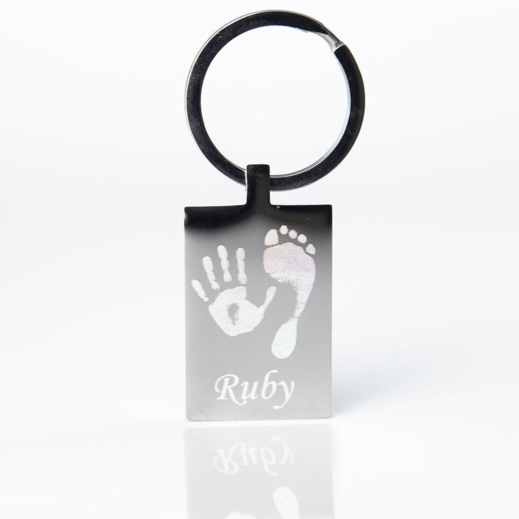 Rectangle hand & foot print keyring